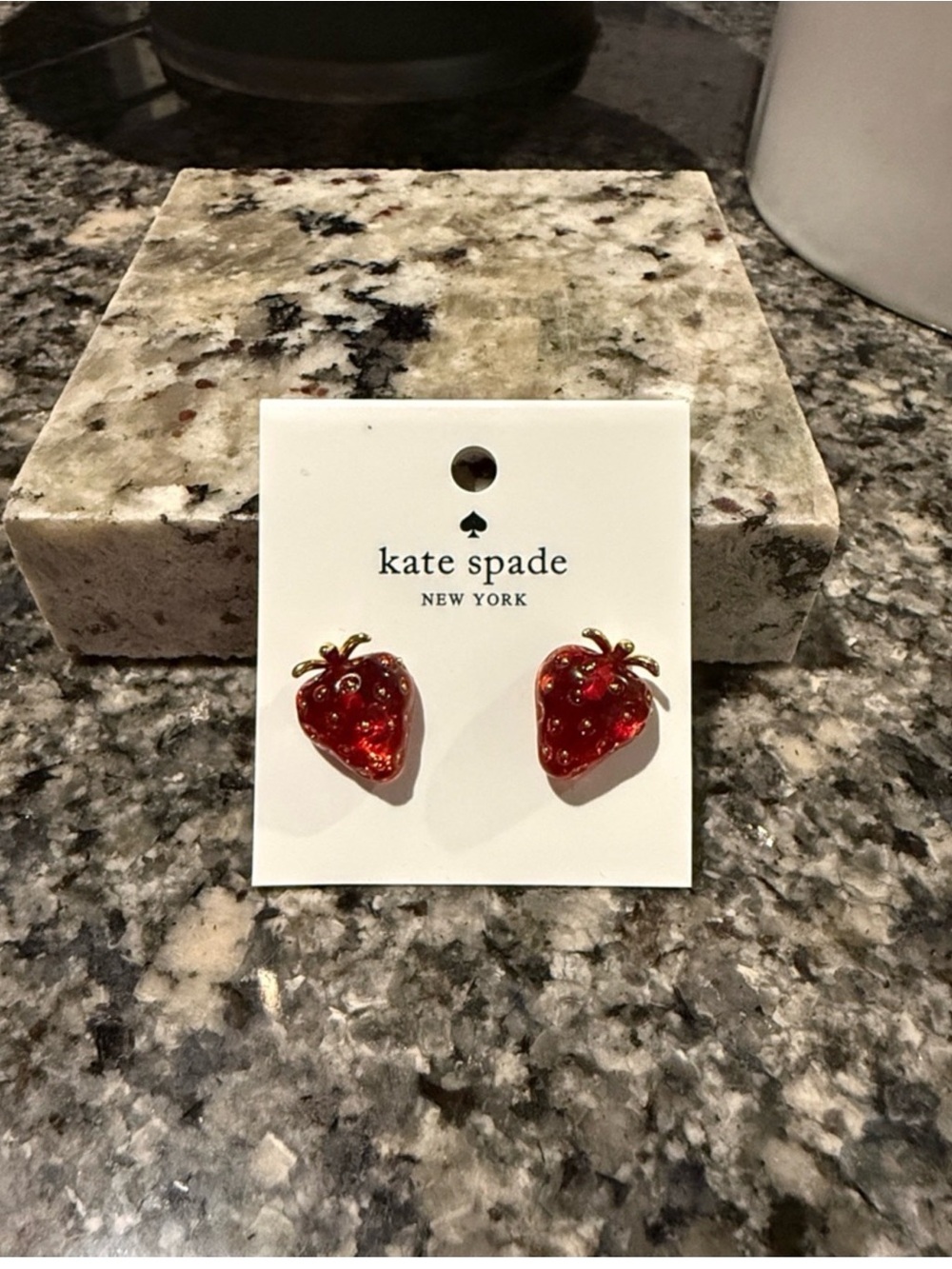 kate spade Red Strawberry Enamel Stud Earrings with Gold-Tone Leaves